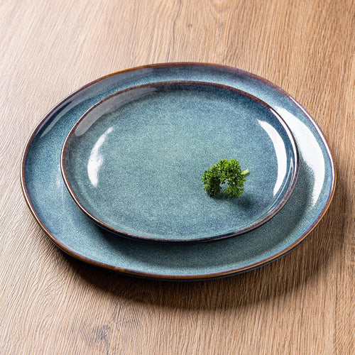 Ceramic Dinnerware Sets,Handmade Reactive Glaze Stoneware Plates and Bowls Sets,Highly Scratch Resistant | Dishwasher & Microwave Safe Dishes Set,Service for 4 (12pc)